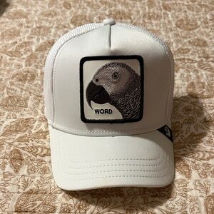 Goorin Bros White Trucker Cap with Parrot Patch